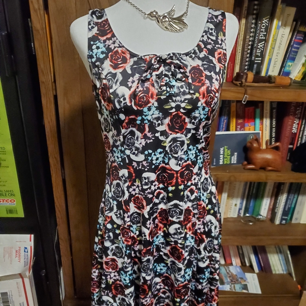 💀Skull and roses skater dress💀